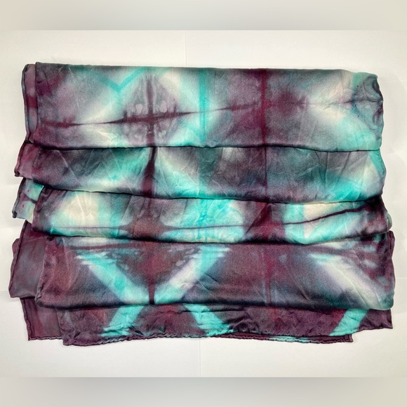 Hand Dyed Silk Scarf * Hand Rolled Border - Picture 3 of 8